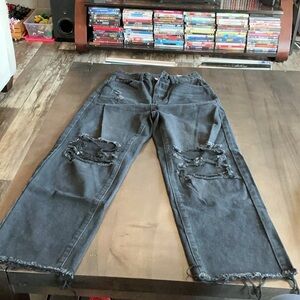 SHEIN Light Blue Distressed Boyfriend Jeans